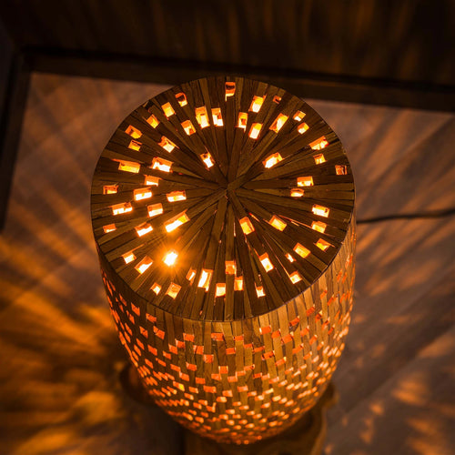 Giga Meubel Vloerlamp Bars - Naturel Teakhout - 4-Lichts - 40x40x184cm - vtwonen shop