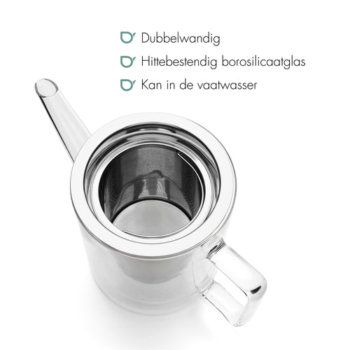Bredemeijer - Theepot San Remo 1,0L dubbelwandig glas - vtwonen shop