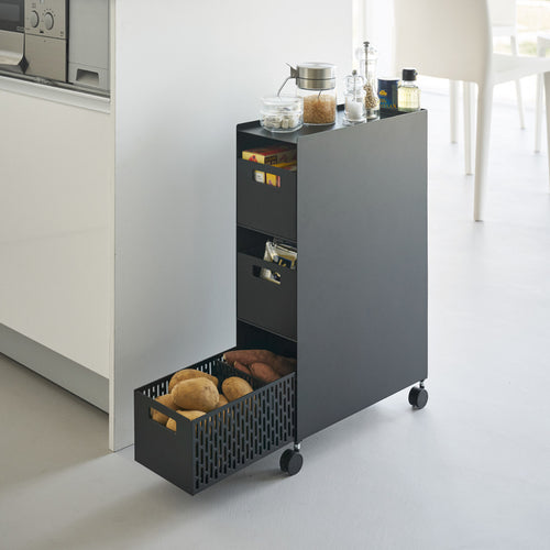 Yamazaki Tower Opbergmanden op wielen 3-laags - Zwart - vtwonen shop