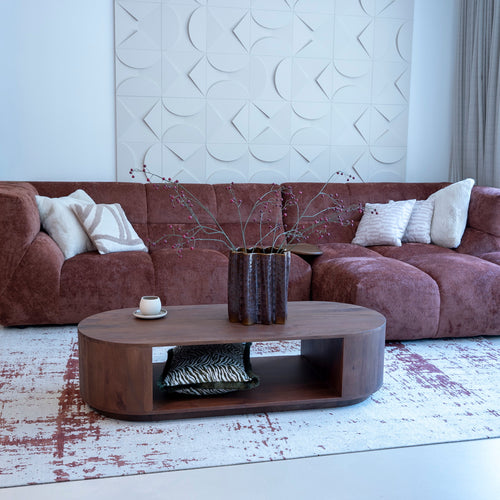 DÉJA Living Salontafel Ashley - Ovaal Donkerbruin Hout - 140x60x35cm
