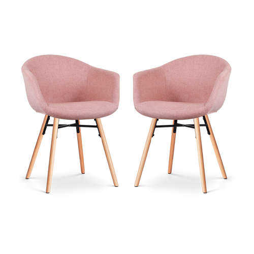 Nolon Nena-Otis Eetkamerstoelen Set van 2 - Zacht Roze - Houten Poten - vtwonen shop