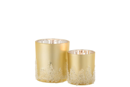 J-Line windlicht Suiker - goud - large - 2 stuks