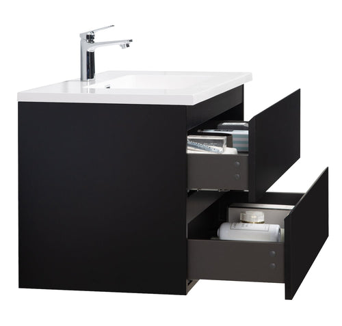 Badplaats Badkamermeubel Set Angela 90 cm – Mat Zwart – Badmeubel met Wastafel
