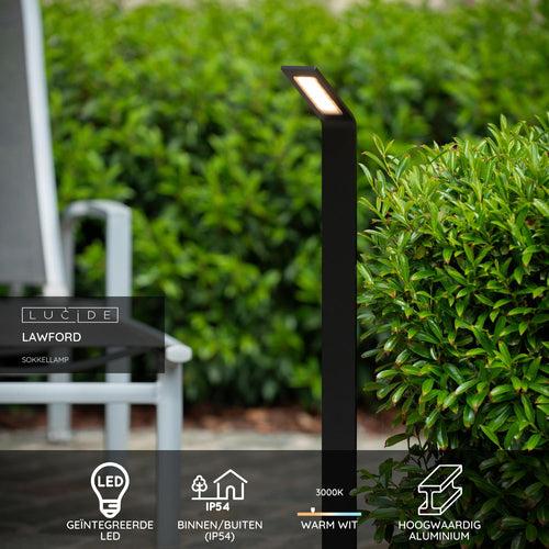 Lucide sokkellamp LAWFORD - Geïntegreerde LED - Zwart - vtwonen shop