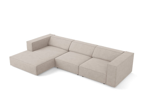 Cosmopolitan Design linker hoekbank Arendal 4-zits, chenille met ribbeleffect, donkerbeige - 166x284x70cm