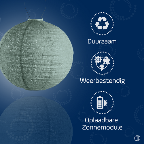 LUMIZ Solar Lampion Tigres Rond - 40 cm - Sage Green