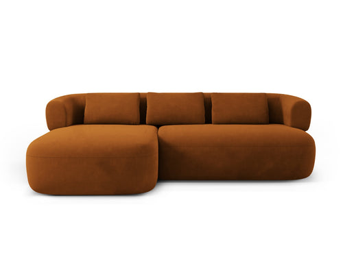 Micadoni linker hoekbank Jenny 5-zits, flueel roze - 145x225x73cm