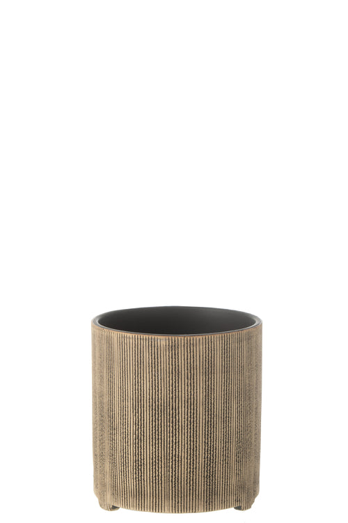 J-Line bloempot Maria Rond - keramiek - bruin - Ø 14.5 cm
