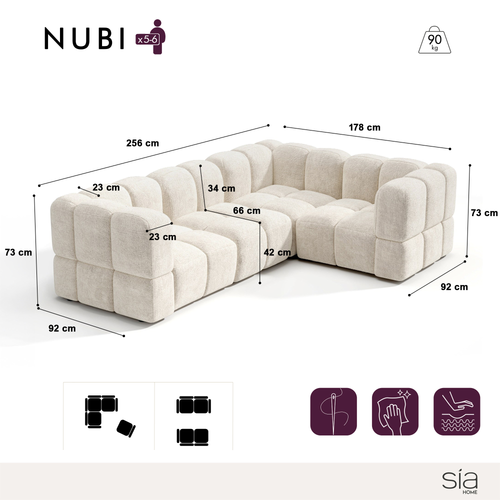 Sia Home - Modulaire hoekbank (rechts) NUBI - getextureerd fluweel  256cm