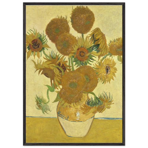 Poster met Lijst Vincent van Gogh - Zonnebloemen (1888)   - 70x100 cm - Geel