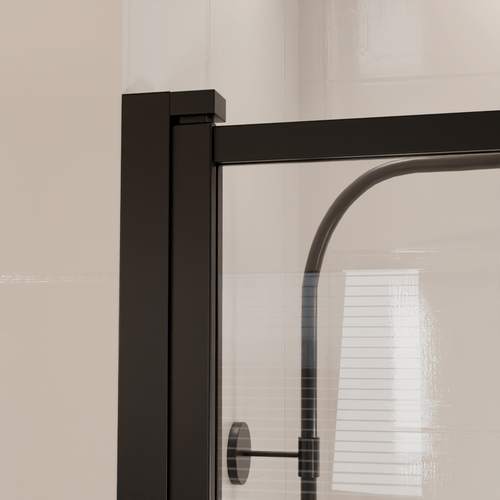 LOMAZOO badwand Salvador - draaibaar - anti kalk nano coating - helder glas - zwart - 80 x 140 cm