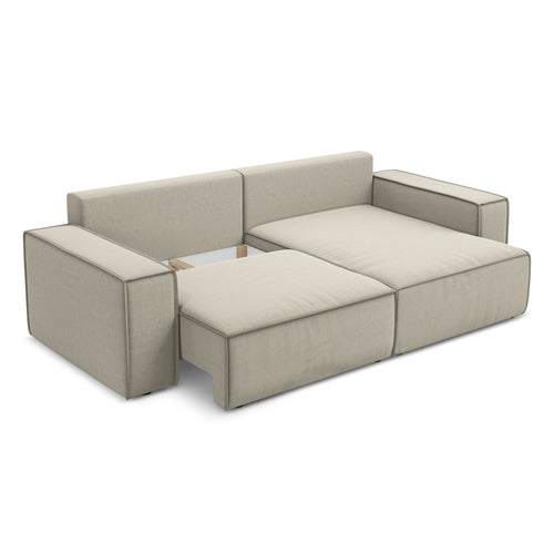 LaMiaSofa hoekbank rechts Livorno - velours - parel - 257x148x82