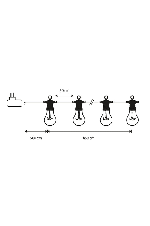 Luca Lighting Love LED Lichtsnoer Buiten - L450 cm - Roze