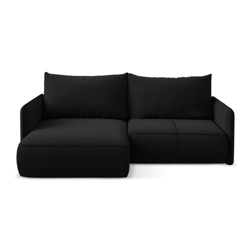 LaMiaSofa hoekbank links Palermo - velours - zwart - 207x148x86