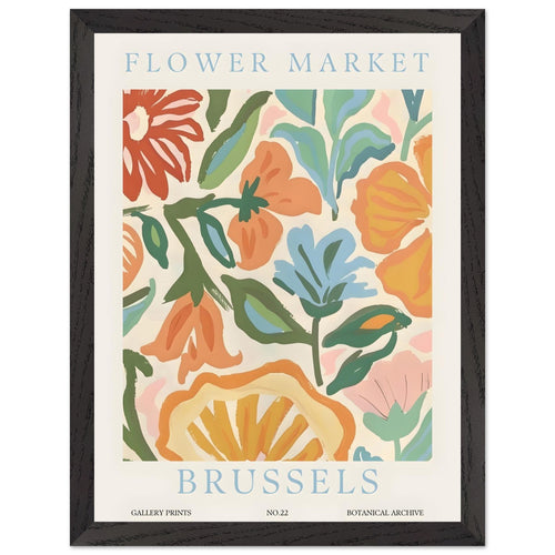 Artfulprints Poster met Lijst Flower market - Brussels   - 30x40 cm - Meerkleurig