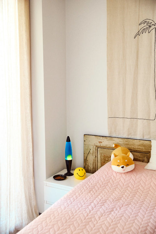 Lighto | Lavalamp zwart | blauwe vloeistof met gele lava - vtwonen shop