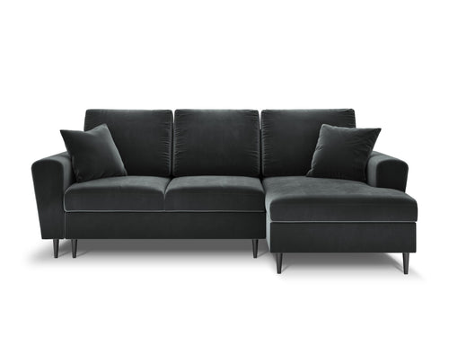 Cosmopolitan Design Converteerbare hoekbank rechts met opbergdoos Kyoto 4-zits, flueel, donkergrijs - 145x241x88cm