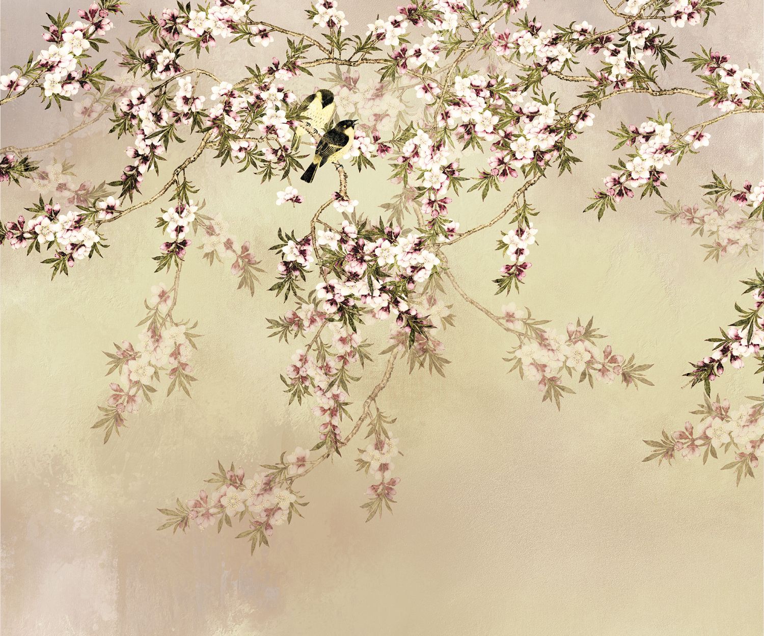 Komar fotobehang bloemen en vogels beige - 300 x 250 cm - 611198 – vtwonen Komar fotobehang bloemen en vogels beige - 300 x 250 cm - 611198 – vtwonen