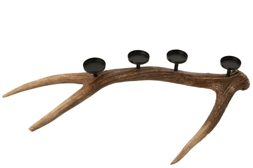 J-Line kaarshouder Antlers - polyresin - bruin - small