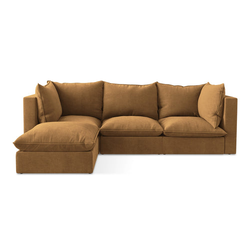 LaMiaSofa hoekbank links Ravenna - textuurstof - terracotta - 255x165x77