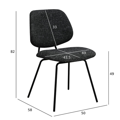 Furnhouse eetkamerstoel Sofia - Zwart - Stof (Bouclé) - Set van 2