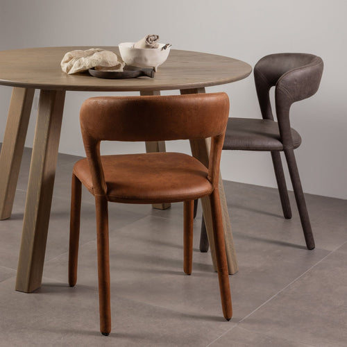 WOOOD eetkamerstoelen Noble - Leerlook - Zwart/Grijs - Set van 6
