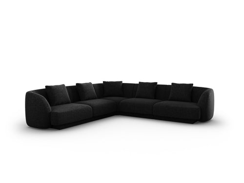 Cosmopolitan Design Symmetrische hoekbank Tulum 5-zits, chenille, zwart - 255x255x70cm
