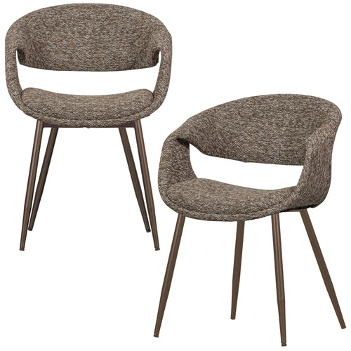 WOOOD eetkamerstoelen metalen koper poot Yossi - Bruin - Set van 2