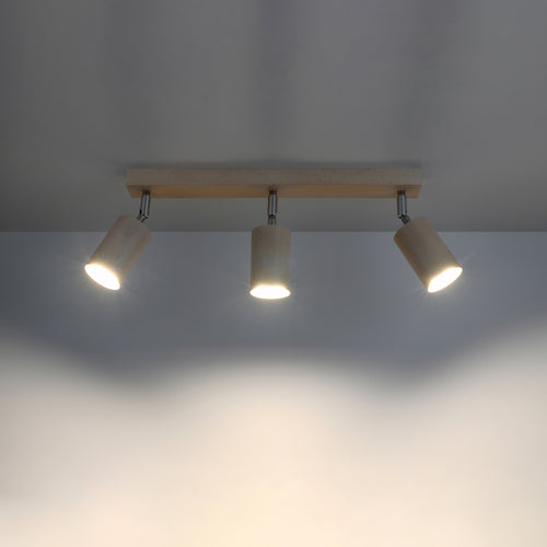 Sollux Lighting Plafondlamp BERG 3 naturel hout - 45x5x20cm