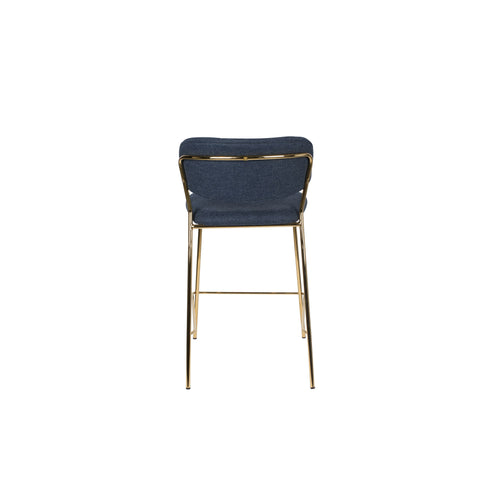 Housecraft Living Jolien Barkrukken rugleuning 65 cm Goud/ Donkerblauw - Set van 2