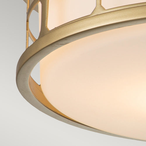 Elstead Quoizel Guardian Cilindervormige plafondlamp, geverfd natuurlijk messing, IP44