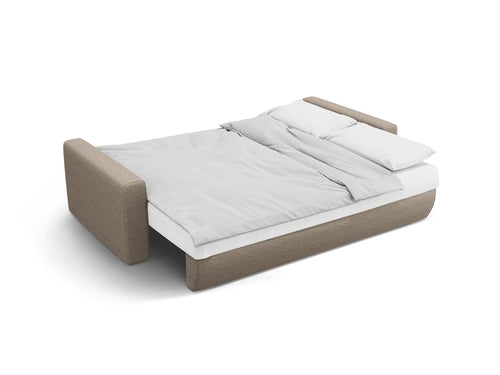 Cosmopolitan Design Slaapbank met opbergdoos Belfast 3-zits, structurele stof donkerbeige - 105x238x84cm