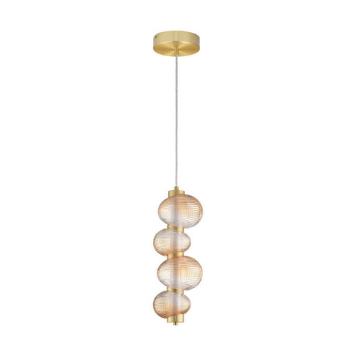 Nova Luce LEDA Geïntegreerde LED-hanglamp voor plafond, amberkleurig, glanzend goudkleurig, Triac dimbare LED, 15W, 900lm, 3000K